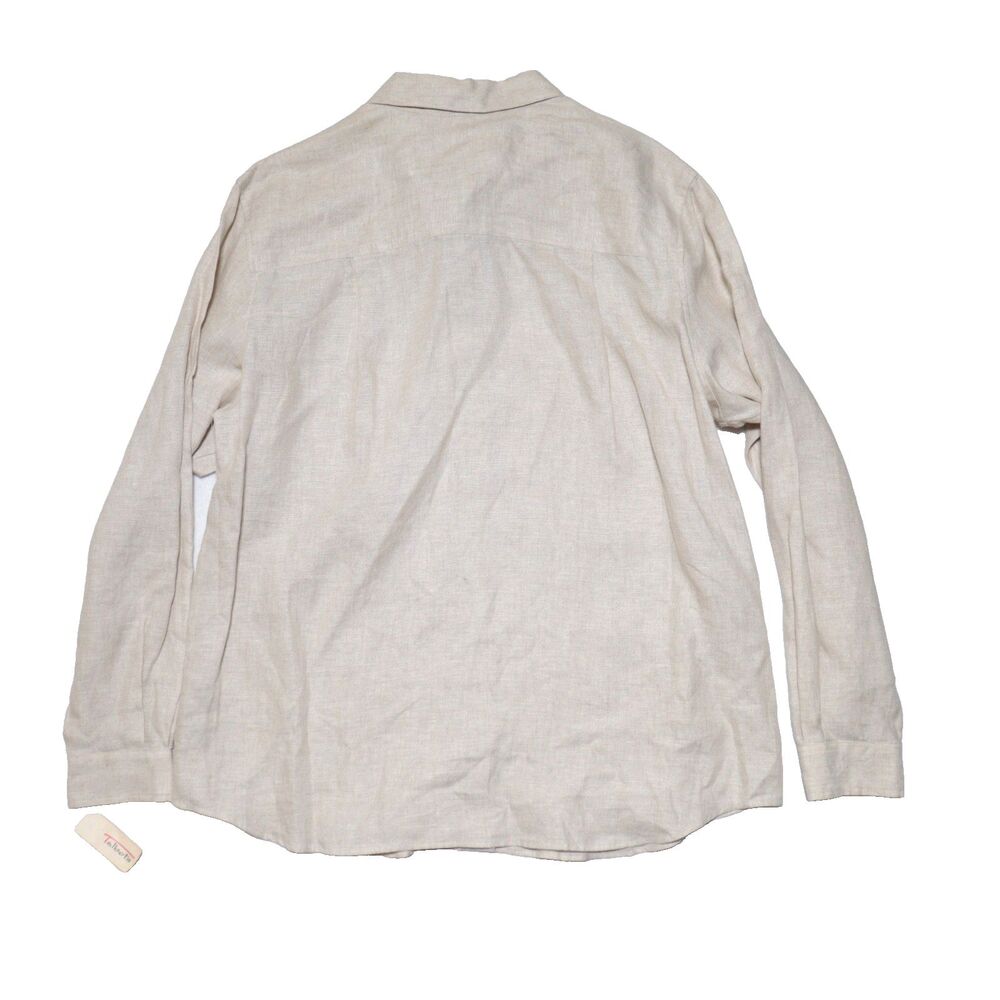 Talbots Irish Linen Women’s Top Shirt Blouse Tan Collared Long Sleeve Sz 16 NWT - Picture 2 of 6